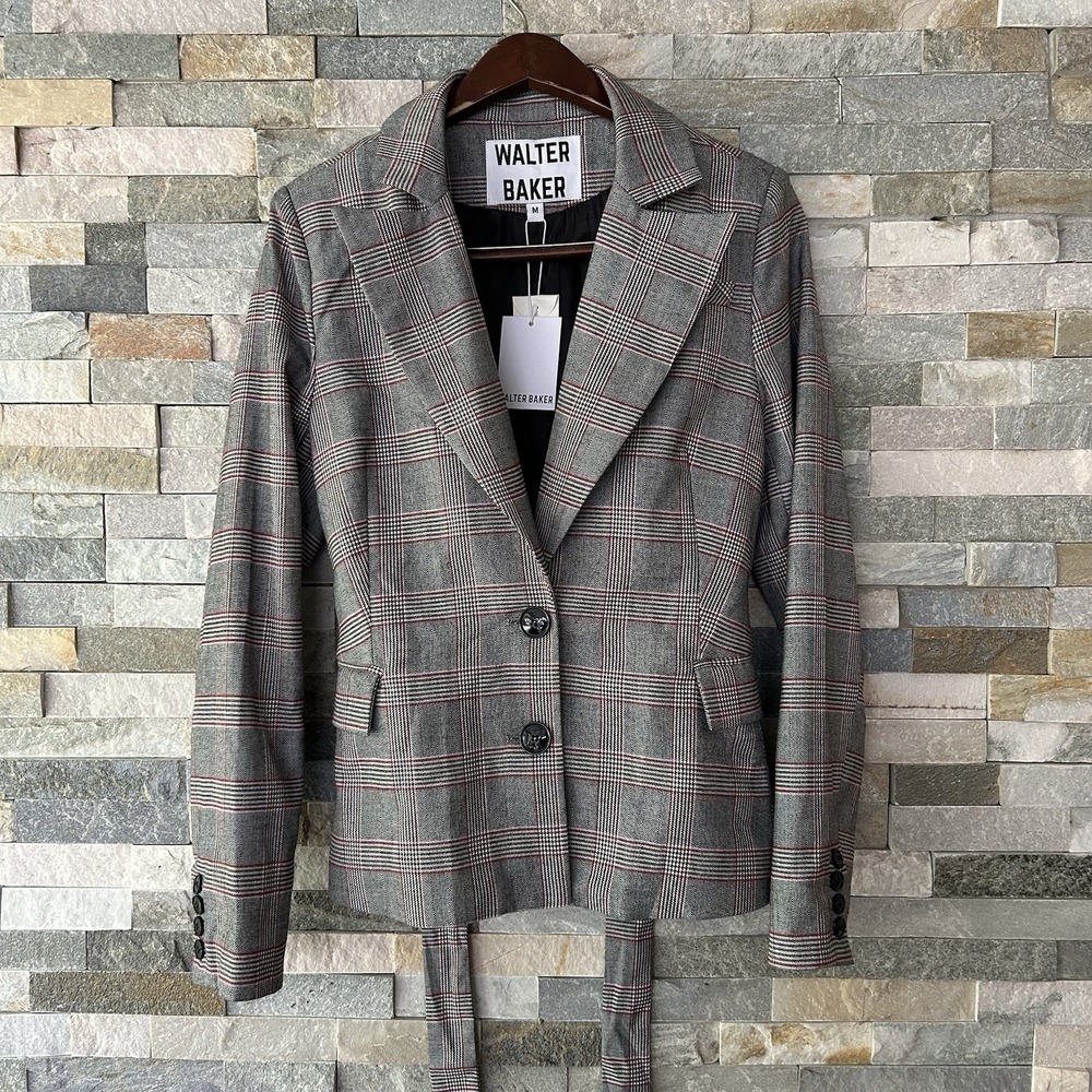 Walter Baker Ralev Bwr Plaid Belted Size Medium Blazer Women